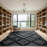 Modern Black White Geometric Diamond Area Rug