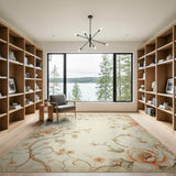 Vintage Peony Vine Border Area Rug