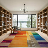 Vibrant Multi-Color Stripe Woven Area Rug