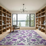 Purple Purple Floral Bloom Area Rug