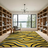 Multi-color and Patterns Vibrant Yellow Wavy Abstract Area Rug
