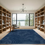 Blue Topographic Contour Area Rug