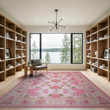 Pink Peony Floral Pink Area Rug