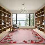 Cherry Border Pink Area Rug