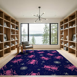 Pink Astronaut Ants Cosmic Stars Rug
