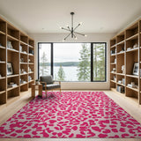 Pink Hot Pink Leopard Print Shag Area Rug