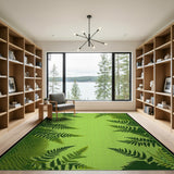 Green Floral Vintage Lush Fern Green Area Rug