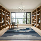 Abstract Area Abstract Blue Mountain Peaks Area Rug