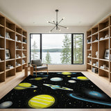 Galactic Yellow Planets Saturn Area Rug