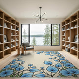 Cascading Blue Hydrangea Floral Area Rug