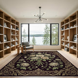 Ornate Gold-Framed White Rose Bouquet Rug
