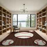 Rustic Baseball Wood Plank Area Rug