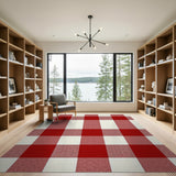 Red Red Gingham Plaid Farmhouse Area Rug
