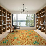 Vibrant Orange Sunflower Pattern Area Rug