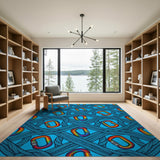 Rainbow Carabiner Blue Geometric Area Rug