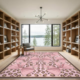 Pink Bow Leopard Area Rug