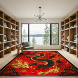 Fiery Red Dragon Area Rug