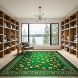 Golden Shamrocks Emerald Green Area Rug