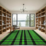 Bold Green Black Checkered Area Rug