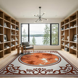 Orange Mythical Beast Silhouettes Area Rug