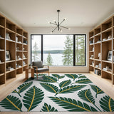 Coastal Beach Lush Green Banana Leaf Area Rug