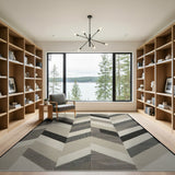 Geometric Modern Grey Chevron Zigzag Geometric Area Rug
