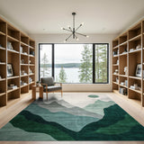 Serene Green Gradient Mountains Area Rug