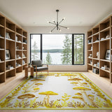 Whimsical Yellow Mushroom Grove Area Rug