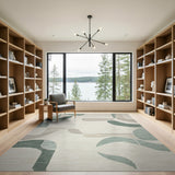 Geometric Modern Teal Abstract Organic Shapes Area Rug