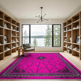 Pink Spider Web Geometric Area Rug
