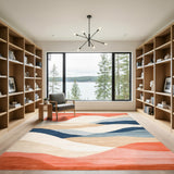 Abstract Wave Area Rug in Orange and Blue