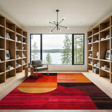 Bold Abstract Geometric Area Rug in Red Orange