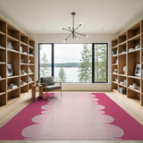 Pink Gingham Scalloped Border Area Rug