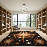 Orange Cosmic Starburst Area Rug