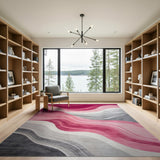 Wavy Pink Gray Abstract Area Rug