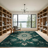 Floral Vintage Green Emerald Green Floral Vintage Area Rug