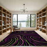 Swirling Pink Yellow Abstract Area Rug