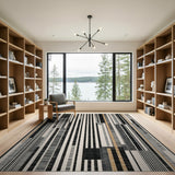 Geometric Modern Black and White Modern Black White Geometric Stripe Area Rug