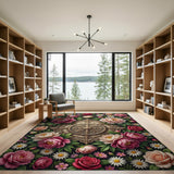 Ornate Pink Peony Medallion Floral Rug