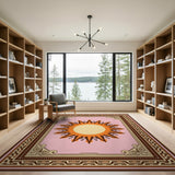 Geometric Modern Pink Sunburst Geometric Area Rug
