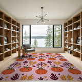 Pink Whimsical Pink Pumpkin Patch Area Rug