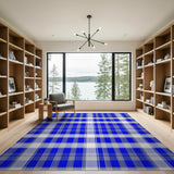 Blue and Teal Navy Blue Plaid Checkered Area Rug
