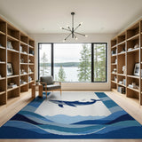 Leaping Blue Whale Ocean Waves Area Rug