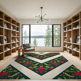 Red Floral Zigzag Area Rug
