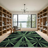 Radiant Green Starburst Geometric Area Rug