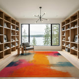 Vibrant Brushstroke Orange Multi-Color Area Rug