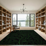 Emerald Vine Leaf Area Rug on Black