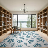 Teal Leaf Star Scatter Area Rug