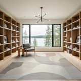 Abstract Curved Shapes Beige Area Rug