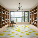 Sunny Yellow Daisy Watercolor Area Rug